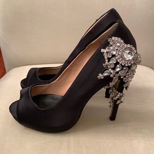 Women’s Satin & Rhinestone Formal Open Toe High Heel Shoes Size 38